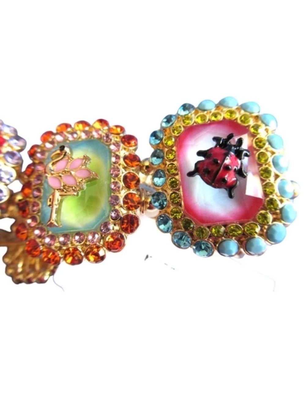 Betsey Johnson Backyard Stone Critter Bib Statement Necklace & Matching Bracelet - Picture 4 of 14